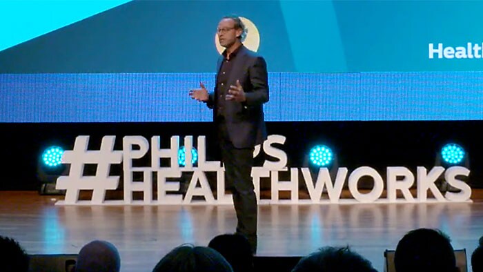 Jeroen Tas, chief of Innovation and Strategy at Philips, speaks at Global Breakthrough Day 2018