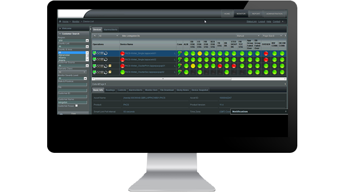 operational analytics interface screen on a monitor