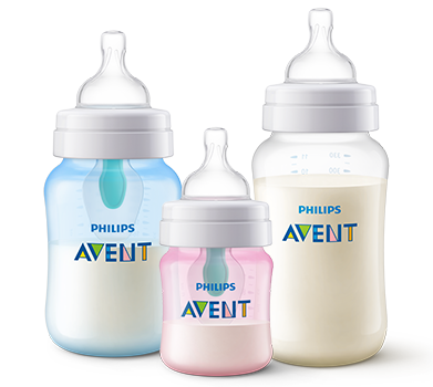 מגוון בקבוקי התינוקות של Avent למניעת גזים (קוליק)